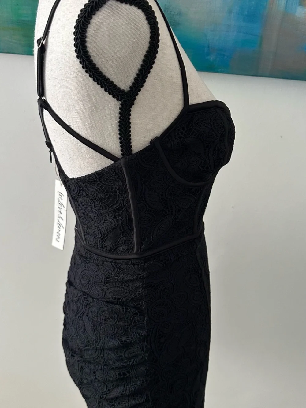 For Love And Lemons NWT Julia Black Lace Bustier Mini Dress XS